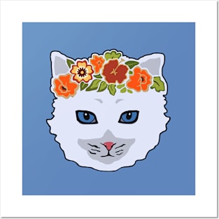 Cat with Floral Crown Posters and Art